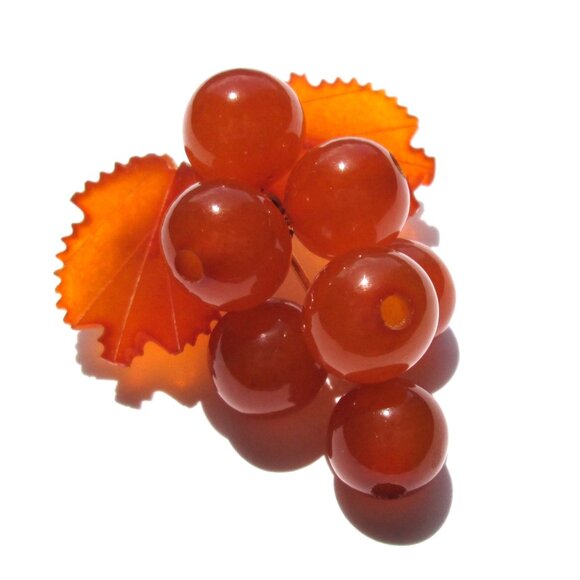 ✨🍇🧡 Vintage Amber Bunch of Grapes Brooch - Picture 12 of 12